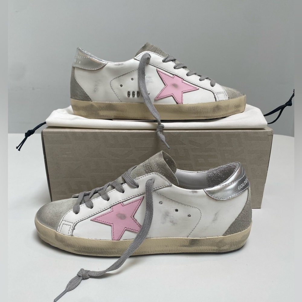Golden Goose Superstar Sneaker White Leather/Ice/Orchid Pink sz 37 New in Box - Picture 4 of 13